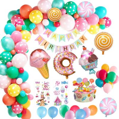 China Modern Children's Birthday Hawaiian Candy Ice Cream Donut Candy Balloon Sun Rainbow Balloon Birthday Balloon Set for sale