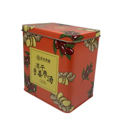 China Recyclable Rectangle Food Storage Tin Can Tea Storage Tins Wholesale Coffee Storage Tin for sale