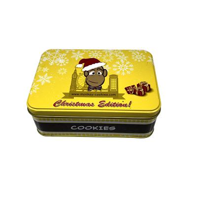 China Recyclable Packaging Tins For Butter Cookies Cookie Tin Boxes Rectangle Cookie Promotional Tin Box for sale