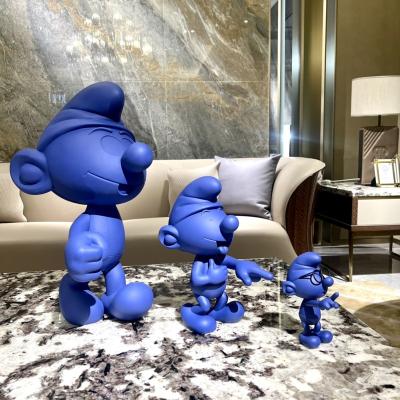 China Toy Drop Shipping Read To Cartoon Ship Resin Opens Art Ornament Blue Elf Cartoons Figures Statue For Bar Dining Room Decor for sale