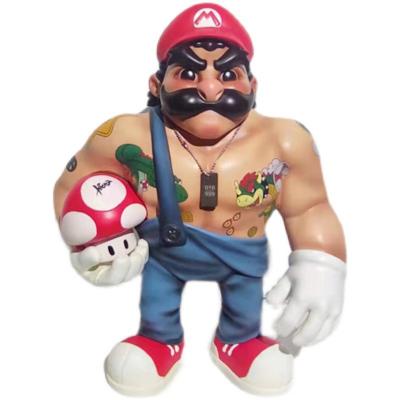 China Muscles Mario Art Doll Figure Resin Crafts Toy Drop Shipping Graffiti Street Handsome Statue Mario Cartoon Figurine for sale