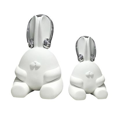 China Modern Cartoon Toy Drop Shipping Minimalism Northern Europe Rabbit Statue Resin Open Animal Statue Home Decoration for sale