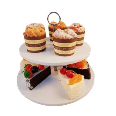 China 2 Tier Family Party Cake Tray Gathering Afternoon Tea Cake Stand Cake Dessert Viable Marble Packing Box with Handle for sale