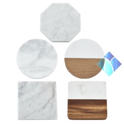 China Newest Sustainable High Quality Natural Round Marble Pattern Tea Coaster Stand Table Mats And Coasters for sale