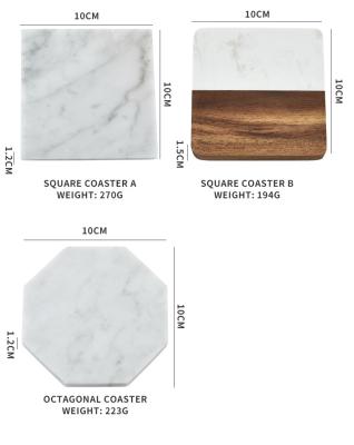 China Carrara Sustainable Natural Marble White Coasters for sale