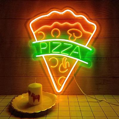 China Hotel Orange Color 3D Art Led Neon Sign PIZZA Shop Sign For Decor for sale