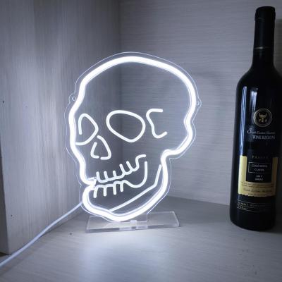 China Best Decoration Selling Products In Stock In USA Amazon Skull Neon Sign Bar Neon Light For Club Party Decoration for sale