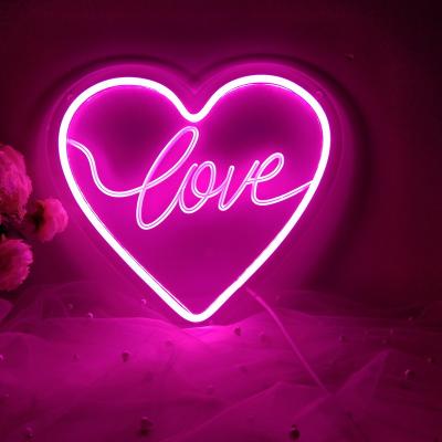 China DIVATLA Hotel Factory Outlet Love Heart 3d Art Neon Sign Clear Acrylic Dimmer 5V Neon Lights For Home Wedding Decor for sale