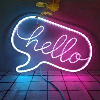 China Hotel DIVATLA Hello 5V Factory Direct Sale Neon Sign Acrylic Clear USB With Dimmer Neon Lights For Shop Home Decor for sale