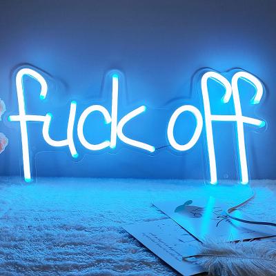 China DIVATLA Hotel Factory Supply 5V USB Blue Neon Letter Signs Wall Light Acrylic Neon Sign For Office Home Decor for sale