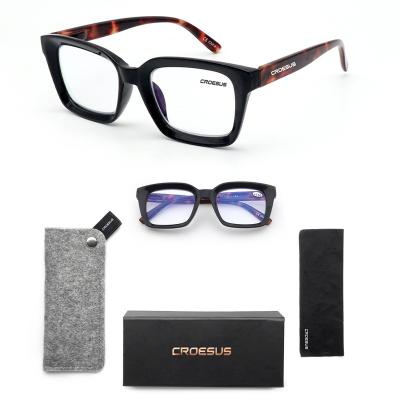 China For Reading Glasses 2022 Vintage Retro Men Women Custom Logo Square Frames Anti Blocking Light Blue Glasses Bluelight Filter Glasses With Case for sale