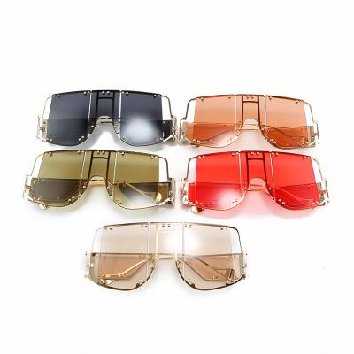 China Fashion Sunglasses Fashion Women Big Oversized Square Metal One-Piece Frame Shield HD Sunglasses for sale