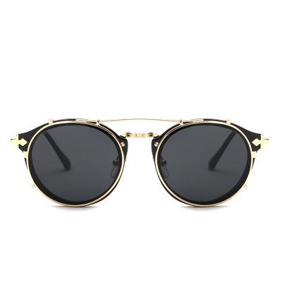 China Fashion Sunglasses Shape Punk Style Round Metal Unisex 400 Sun Glass Detachable UV Sunglasses for sale