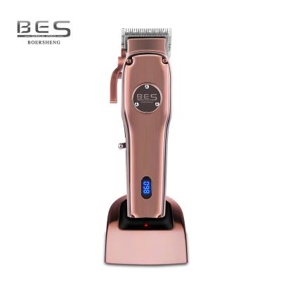 China Usable Charing BES-9350 Stainless Steel Blade Metal Finish Haircut Machine Cordless LCD Display Electric Clipper for sale