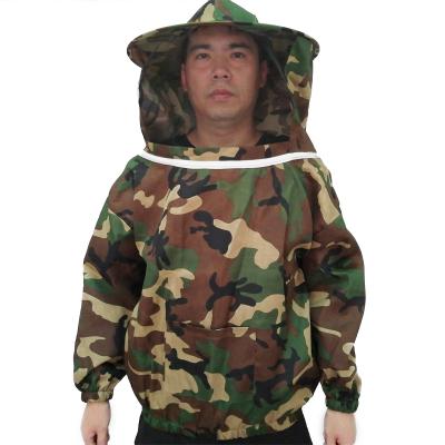 China Bee Farm Polyester Camouflage Beekeeping Jacket Free Size With Protective Bee Hat for sale