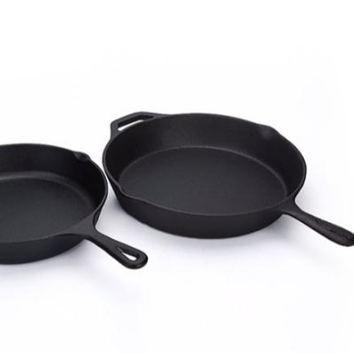 China Cast iron minimalist enamel coated preseasoned kitchen set non stick non stick pan cookware set for frying cooking for sale