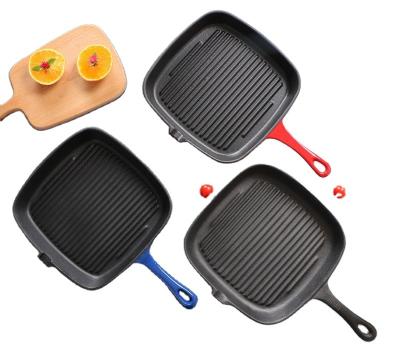 China General use for hot sale Amazon gas and induction cooker round cheap price preseasoned square shape non stick kitchen cast iron griddles and outdoor camping grill pans for sale