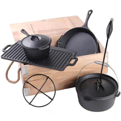 China General Use For Sale Best Quality Hot Cheap Price Nonstick Preseasoned Induction Cooker Nonstick Outdoor Cookware Set For Camping Product Manufacturer for sale