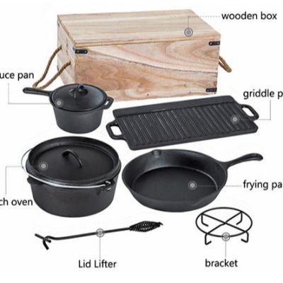 China Sustainable iron cast non stick enamel coating granite stainless steel cookware set camping cookware parts set for sale