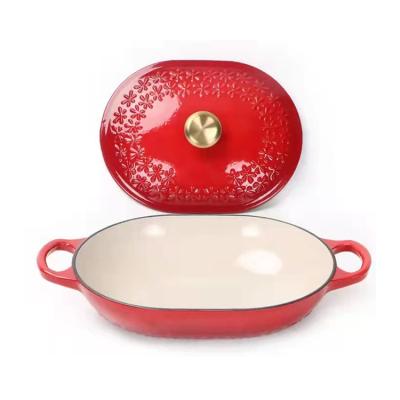 China New Design Sustainable Enameled Wholesale Price Cookware Exstock Cast Iron Sets Enamel Seafood Pot for sale