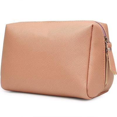 China Large Vegan Fashion Makeup Bag Zipper Leather Travel Pouch Cosmetic Organizer for Women and Girls for sale