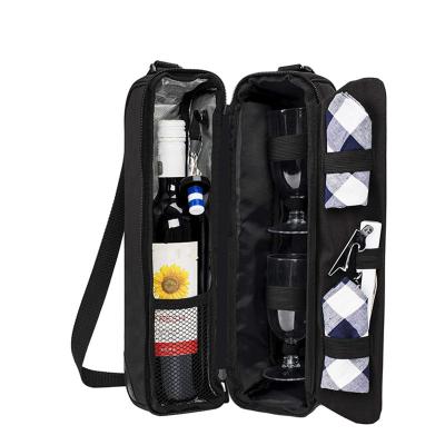 China Insulated Wine Tote Bag With One Compartment/Picnic Cooler Set Carrying Two Tableware Sets for sale