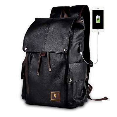 China Waterproof Vintage Leather Backpack For Women Men Laptop Backpack And USB Charging Port for sale