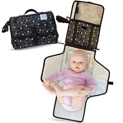 China Water Resistant 600D Polyester Sellable Portable Diaper Protector PVC Changing Diaper Pad With Built-in Head Pad for sale