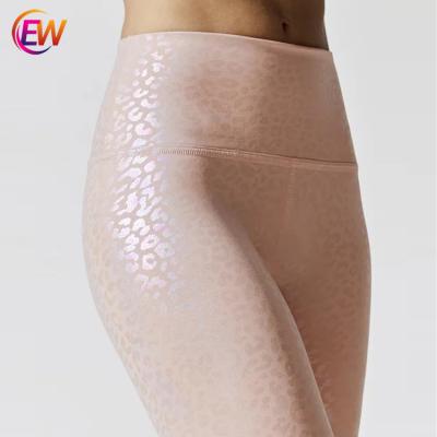 China 2020 EW new style antibacterial high quality aluminum leopard printing gym leggings sports womens leggings yoga pants for sale