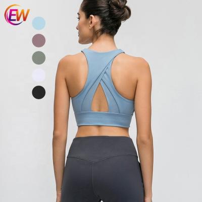 China 2021 New Sexy Back Antibacterial High Print Padded Women's Sports Bra Custom Made for sale