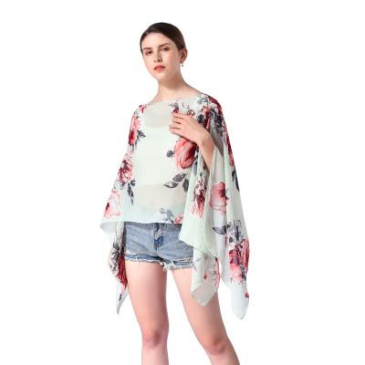 China Summer 2023 Travel Soft Western Ladies Hawaiian Lightweight Chiffon Shawls And Poncho for sale