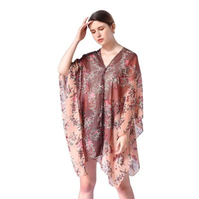 China Very luxurious soft polynesian tribal insulated poncho jacket mujer chiffon polyester for sale