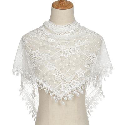 China 2023 new wholesale women's luxury transparent classic white lace triangle scarf summer soft for sale