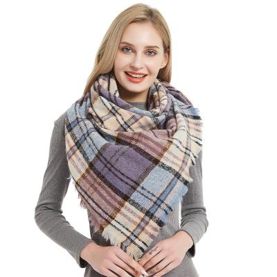 China New Super Soft Thick Soft Oversized Triangular Plaid Scarf Adult Warm Wool Shawl For Women Scarf Winter Shawl IWL-JH-SJ06 NC; Jin for sale