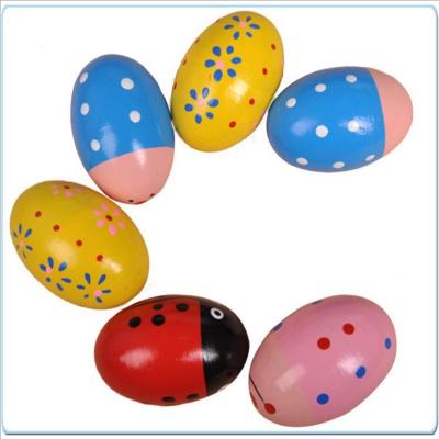 China Large Sand Model Wooden Eggs Color Cartoon Early Education Toy for sale