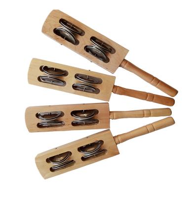 China Best Selling Non-Electric Wooden Musical Instrument Metal Jingle Stick Rattle Children's Gift for sale