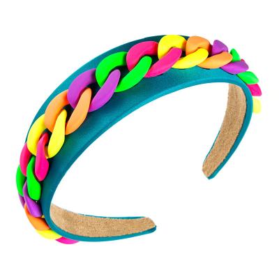 China / Summer Colorful Twist Chain Headband New Resin Color Fabric Headband New Statement French Chain Headband for sale