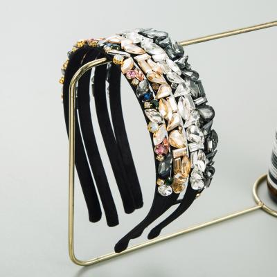 China / Korean cute baroque style accessories hair band super makeup style lightning flash inlaid colorful thin diamond headband for sale