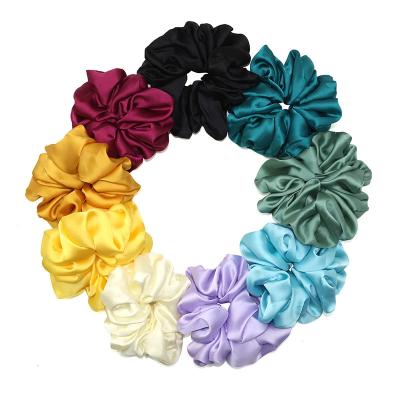 China Wholesale Solid Color Girls Hair Decoration Jumbo Scrunchies Fashion Hair Accessories Ponytail High Quality Satin Oversized Scrunchies For Women for sale