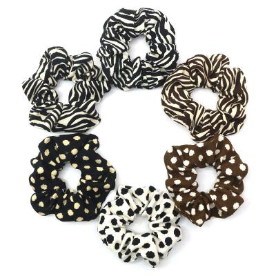 China French Famous Famous Cute Cotton Towel Scrunchies Leopard Hair Scrunchies Decoration Vintage Hair Decoration Hair Bands Accessories For Women Girls for sale