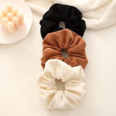 China Wholesale Custom Hair Decoration Scrunchie Solid Color Corduroy Elephant Scrunchies Big Size Soft Hair Ties Simple Hair Band For Girls for sale