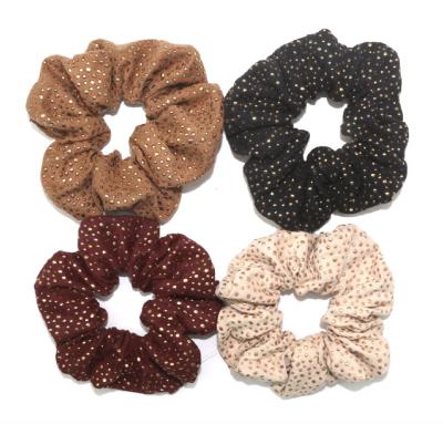 China Custom Designer Hair Scrunchies Dots Golden Foil Printing Hair Decoration Hair Ties Ponytail Scrunchies In Hair For Girls for sale