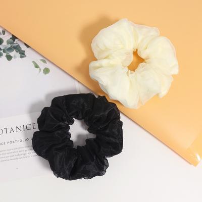 China Hair Decoration Solid Color Hair Scrunchies Lace Up Single Loop Headdress Double-Layer Organza Scrunchies Satin Oversized Hair Scrunchies for sale