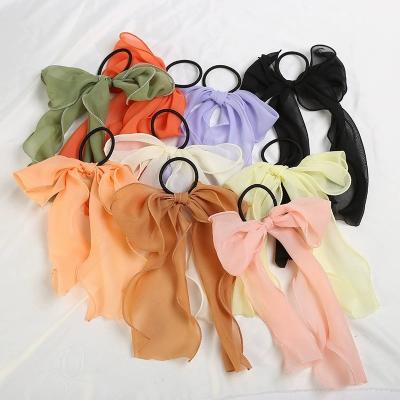 China New Fashion Hair Decoration Solid Color Chiffon Hair Rope Tied Headband Hair Rope Simple Home Hair Rope Ladies Bright Headdress Wholesale for sale