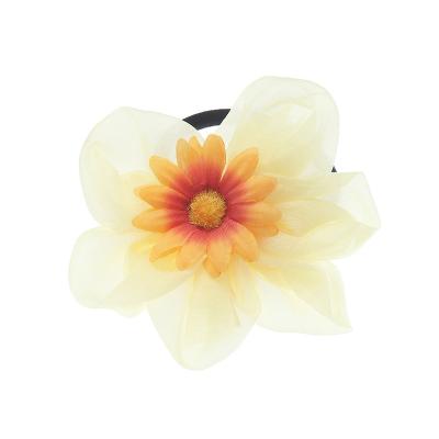 China Daisy Hair Bands Big Flower Cute Girls Sunflower Hair Decoration Elastic Rubber Hair Rope Pearl Ponytail Holder Accessories Children Hair Ties for sale