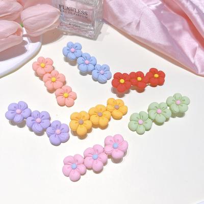 China Decorate Duck Bill Clip Of Girls Cute Hairpins Female Resin Handcrafted Designs Cherry Blossom Flower Hair Clip Colorful For Kids for sale