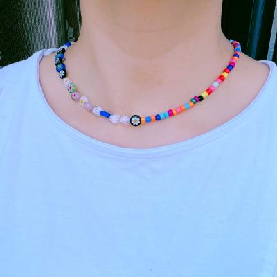 China Hot Selling Handmade Glass Bead Personality Ethnic Retro Custom Choker Punk Bead Necklaces For Women 2023 New Arrival for sale