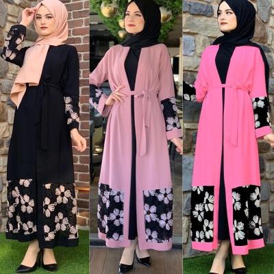 China Breathable Digital Printing Maxi Dress Plus Size Maxi Dress Modest Clothing Muslim Turkish Arab Women's Long Cardigan Dress for sale