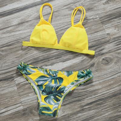 China Waterproof swimwear women print new swimsuit vintage puffy beach wear bikini bra one-piece set for sale