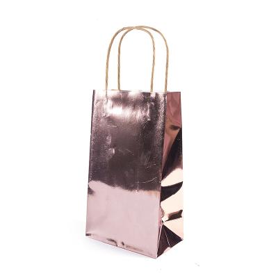 China Rujia Recyclable Pink Color Laser Makeup Fabric Gift Shopping Tote Paper Bag For Cosmetic Packaging for sale